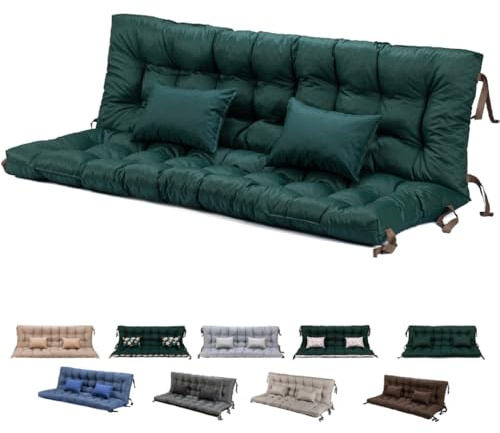 maxiga Bankkissen Outdoor für Hollywoodschaukel - Sitzkissen Palettenkissen Outdoor Wasserdicht mit Rückenlehne Polster Palettenkissen Gartenschaukelkissen(180 x 50 cm, Grün)