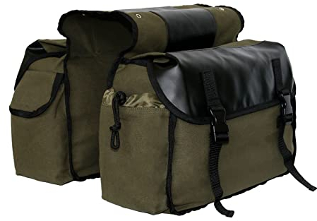 Lyirfan Canvas Fahrradtasche Radfahren Doppel Gepäckträgertasche Fahrrad Rücksitz Tragetasche, für Fahrrad Gepäckträger Satteltasche (Armeegrün), (II-53)