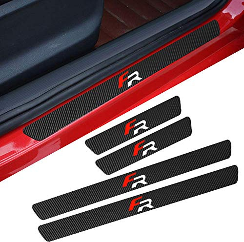 MINGCHUO 4 piezas de pegatinas de fibra de carbono impregnadas para accesorios de automóvil, pegatinas para umbrales de auto, asiento FR de Leon Ibiza Cupra