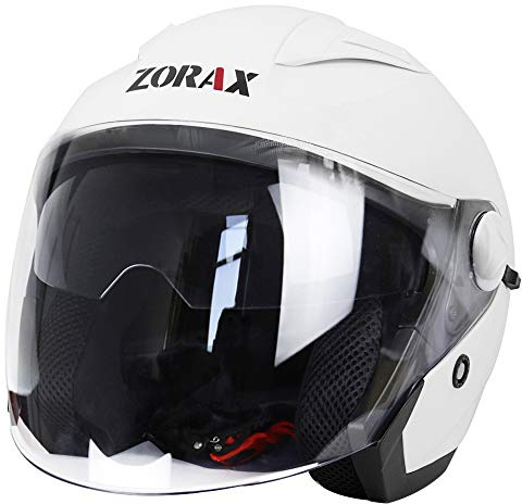 Zorax Double Visor Crash Jet Helmet ECE2205 - White S (55-56cm) | Motorbike Motorcycle Open Face Helmet ECE Approved
