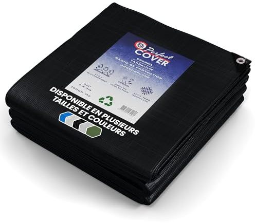 Cover Lona Impermeable 8x10m / 150g/m² - Lona de protección con Ojales - para Muebles de jardín, Piscina, Coche, Caravana, Resistente a los Rayos UV, Resistente a los desgarros (Negro)