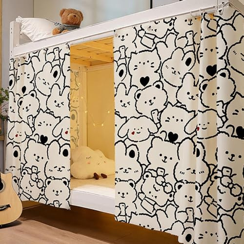 Treer Dormitory Bunk Bed Curtain, Blackout Curtains Students Dorm Bed Canopy Privacy Curtain for Girls Sleeper Bunk Dustproof Bed Shading Tent Moveable Curtains (1.35M x 2M(1 Piece),Cartoon)