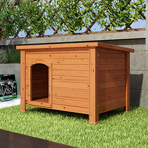 Massivholz-Hundehütte, Hunde-Katze-Nest, klein, mittelgroß und groß, Hundekäfig, Hundehütte, Hundebett, geeignet für den Garten im Freien (A 77 * 61 * 50CM)