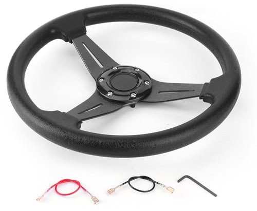 350 mm 14 Zoll Lenkrad, Rennlenkrad, Sportlenkrad als Ersatz für modifiziertes Zubehör (Schwarz)