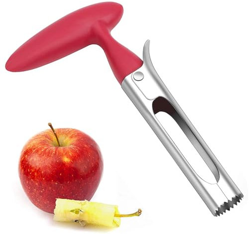 Apfelentkerner Apfelausstecher, Apfelausstecher, Apfelstecher, Apfelkernausstecher, Gezackte Edelstahlklinge, Für Birnen, Paprika,Fuji, Honeycrisp, äpfel (Rot)