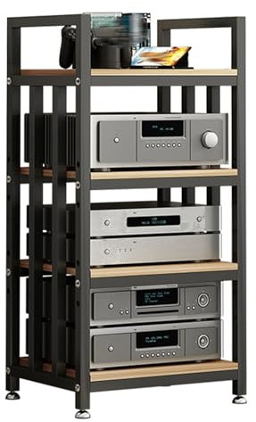 Mueble Equipo HiFi,3/4 Niveles Soporte Altavoces con Estante Regulable,Mueble Tocadiscos,Soporte Altavoz,Soporte para Equipo de Música,Gabinete AV Moderno,for Unidad Multimed,Sala de juegos(Nero,50x40