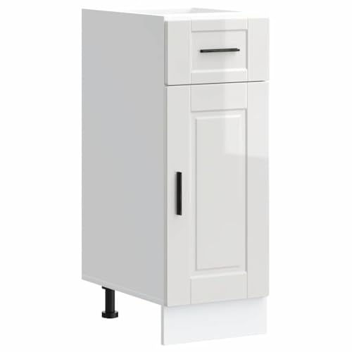 vidaXL Kitchen Base Cabinet Porto High Gloss White Engineered Wood, sink base cabinet, base kitchen cabinet with drawer, sink base unit