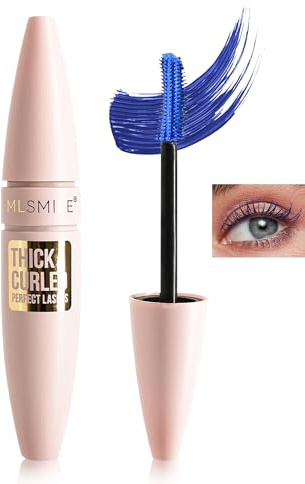 Colored Mascara Blau Wasserfest für Volumen und Länge, Langlebige Wischfest