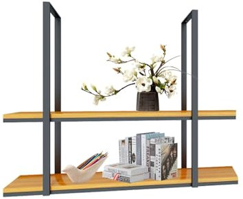 Schwebendes Küchenregal aus Holz, Wandregal, Nizer für Dekoration und Display, Hängestange mit Trennwänden (110 x 30 x 80 cm)