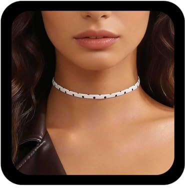 Cybche Gothic Leder Halsband Choker Halsband Tupfen Halsband Weiß Leder Halsband Verstellbar Leder Kragen Halsband Leder Pu Halsband Schmuck Für Frauen(weiß)
