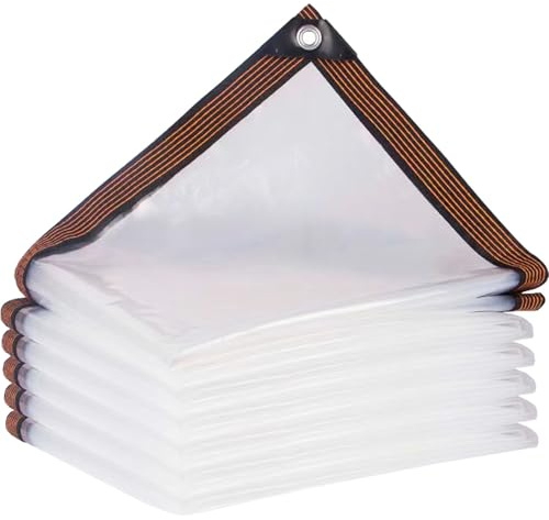 2.5x5m wasserdichte Transparente PVC-Abdeckplane mit Ösen - UV-beständige & Reißfeste Gewächshausfolie für Garten, Balkon, Baustelle & Haustiergehege - Wetterfeste Baufolie mit Verstärkungsband Plane