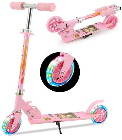 TENBOOM Roller Kinder ab 3 Jahre, 2 Räder Klappbar Scooter,3 Höhenverstellbare Kinderroller,Led-räder Kinderscooter für Mädchen Jungen