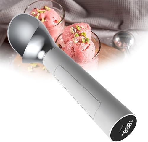 Cuillère à Glace électrique chauffante et Intelligente, capacité de 56 ML, avec écran LED, étanchéité IP67, pour Une préparation Facile de la Glace Dure White