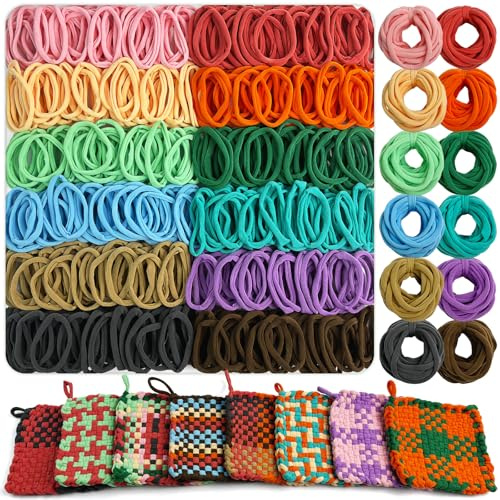 UCDRMA Loom Loops Refill for Potholder Weaving Loom Kit, 576PCS in 12 Morandi Colors Weaving Loom Refill Loops for 7″/10″ Loom to Make 16 Potholders, Stretchy Pot Holder Loops Set for 6+ Yrs Kids