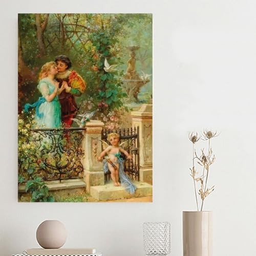 LTjiajuypd Stampe su tela di Hans Zatzka Paesaggio pastorale Dipinto a olio religioso Poster retrò su tela Arte murale Soggiorno Decorazione per la casa 70x110cm Senza cornice