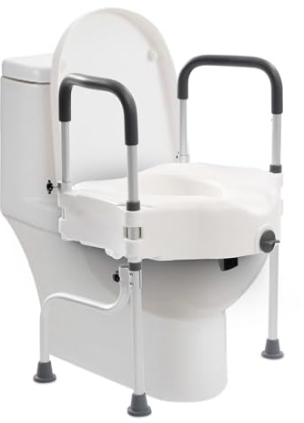 ToilettensitzerhöHung mit Armlehnen, WC Sitzerhöhung für Senioren, Toiletten-Sicherheitsrahmen mit HöHenverstellbaren, Höhenverstellbar WC Toilettengestell, Robust WC Aufstehhilfe Ohne Bohren