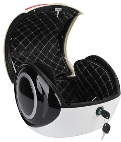 Tbest Top Case ABS 32L Boîte de Coffre Portable à L'épreuve de Poussière Résistante à L'eau pour Scooter à Vélo électrique avec des Bandes Réfléchissantes de Dossier Conception (WHITE)
