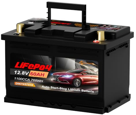 MOUDENSKAY Autobatterie 12V 60AH lifepo4 Auto Starterbatterie mit Anzeige | CCA1100A Anwendbare DIN75/57519/57217/AGM-H6-70/57069/20-72-L/R,Auto Starter Lithium Batterie mit BMS Schutz und Anzeige