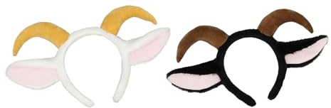 FakeFace Hasenohren Schafsohren Rentier Geweih Tierohren Haarreif Set - 2 Stück Stirnband für Erwachsene, Unisex Kostümzubehör für Fasching Karneval Halloween Ostern Cosplay