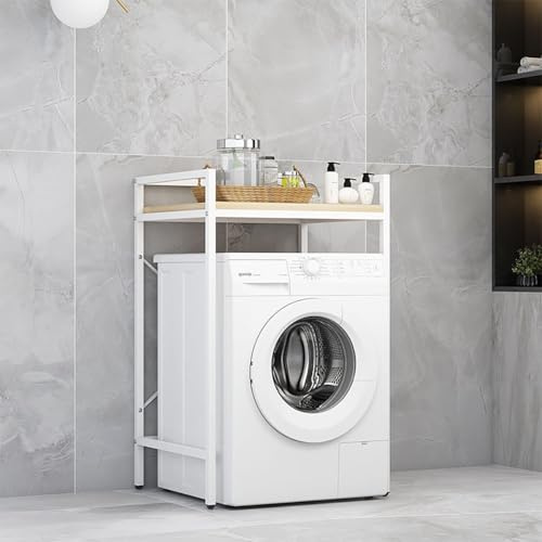 Genérico Estante de lavandería de 3 Niveles sobre la Lavadora, Mueble Auxiliar para Lavadora y Secadora, Armario Organizador de pie Blanco, solución de Almacenamiento de 110 cm para el lavadero