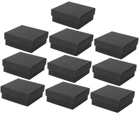 IMIKEYA 10 Cajas de Papel Negro para Joyas, Organizador Multiusos para Guardar Collares y Pendientes con Protección Segura