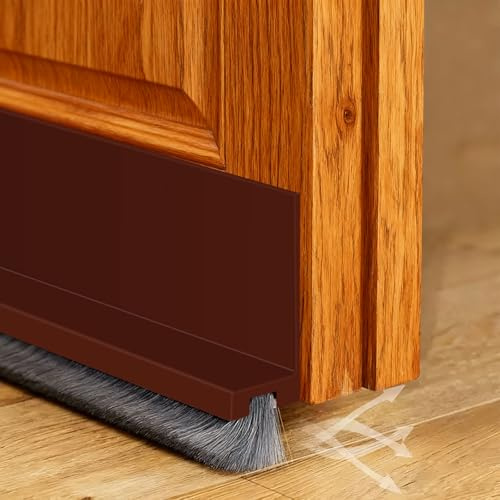 pangutheos 100cm Marrón Junta de Cepillo para Puerta, Burletes para Puertas Autoadhesivo con Cepillo, Ajustable Tira de Burlete Puerta Entrada para Insonorización, Antipolvo y Frío
