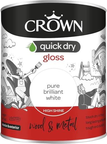 Quick Dry Gloss Pure Brilliant White Paint 750ml | High Shine Finish for Wood & Metal | Fast Drying, Non Yellowing, Hardwearing Interior & Exterior Gloss Paint ,
