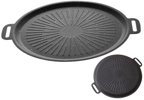 SAFIGLE Sartén Parrilla para Exteriores Antiadherente de Hierro Recubrimiento de Piedra de 30 CM Bandeja para Asar Carne y Verduras para Barbacoa Camping y Jardín