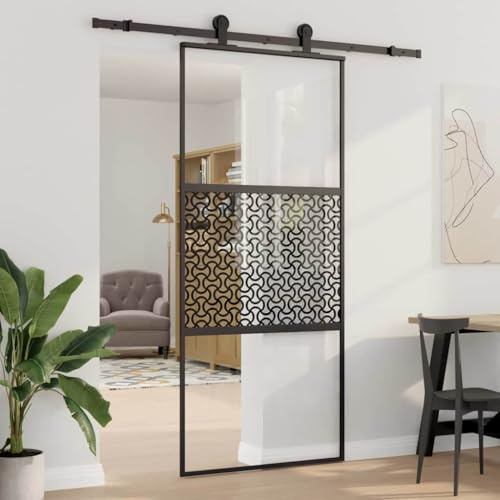 Juego completo de puertas plegables interiores, puerta corredera negra 90 x 205 cm, puerta corredera para salón, dormitorio, cocina