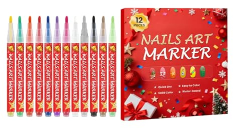 Penna Per Smalto Per Unghie 12 Colori Penne Per Arte Unghie Di Natale | Marcatori Per Puntinatura Unghie Per Casa Festa Matrimonio Formale Manicure Viaggio Salon Festival Informale Raduno