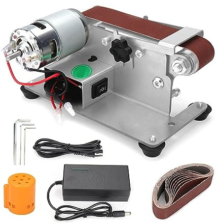 Mini lijadora de banda eléctrica, pulidora DIY, amoladora multifuncional, , cortador bordes, afilador Esmerilado y pulido(Stand)