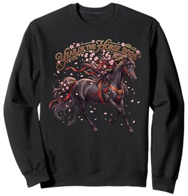 Année du Cheval 2026 Cheval Fleur de Cerisier Nouvel an Chinois Sweatshirt