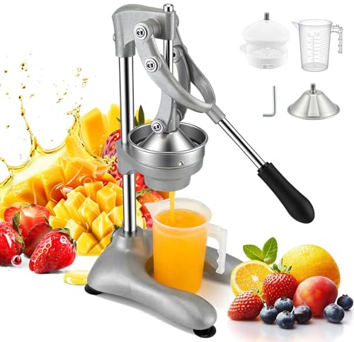 Presse Agrumes Manuel Professionnel, Presse Orange avec Levier en Acier Inoxydable, Presse Citron et Fruits pour Jus Frais, Extracteur Manuel pour Cuisine, Maison, Bar et Restaurant