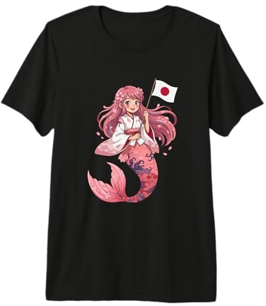 Princesa Japonesa de Sirena Sakura – Bonito Recuerdo de la Bandera de Japón Camiseta Premium
