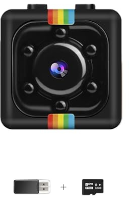 Bextgoo Überwachungskamera Ohne WLAN, Mini Kamera Vorinstallierte 32G-Speicherkarte,1080P-Video,12MP-Fotoshooting, Nachtsicht, 140°Weitwinkel, 360° Drehbare Halterung, für Outdoor, Reisen (Schwarz)