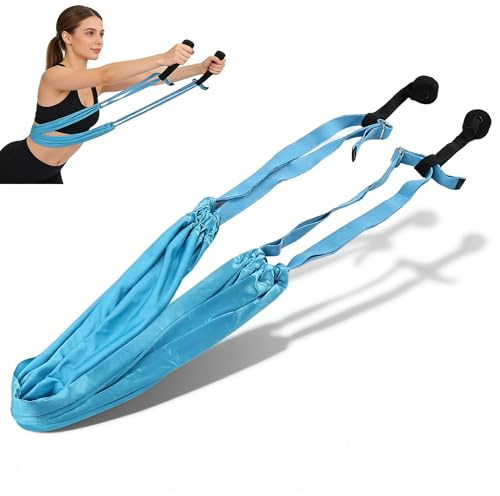 Verstellbares Yoga-Stretch-Seil, hochdichtes, tragbares Luftseil aus Seide, Yoga-Schaukel, Lufthängematte, Fitness-Trainingshilfeband für Fitnessstudio und Heimtraining (Blau)