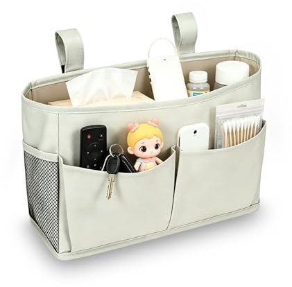 CKUESM Bett Organizer zum Einhängen, Schlafsaal Bett Organizer Net Nachttisch-Hängeaufbewahrung Betttasche zum Einhängen für Buch Magazin Handy Kopfhörer Bett Aufbewahrung