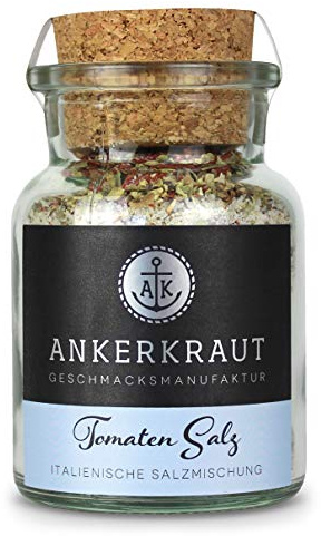 Ankerkraut Tomatensalz, 140g im Korkenglas, universale Gewürzmischung mit Tomatenchips zum Zubereiten von Soßen, Salaten und Pizza, perfekt für italienische Speisen