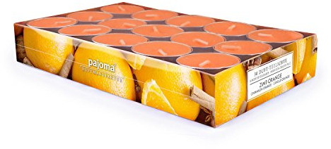 Pajoma 91070 Set di 30 lumini profumati Cannella Arancione Modern Line, Durata Circa 14 Ore, Altezza 1,5 cm
