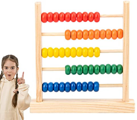 Vigcebit Hölzerner Rechenbrett Klassisches Zählwerkzeug - Holzrahmen-Abakus mit mehrfarbigen Perlen - Entwicklungsspielzeug, Holzperlen, pädagogisches Zählspielzeug, tolles Geschenk für Kleinkinder,