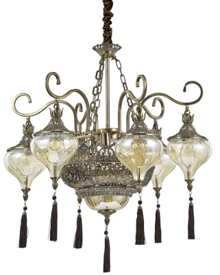 Ideal Lux Kronleuchter HAREM SP9, 9-flammig, E27, Antik-Messing