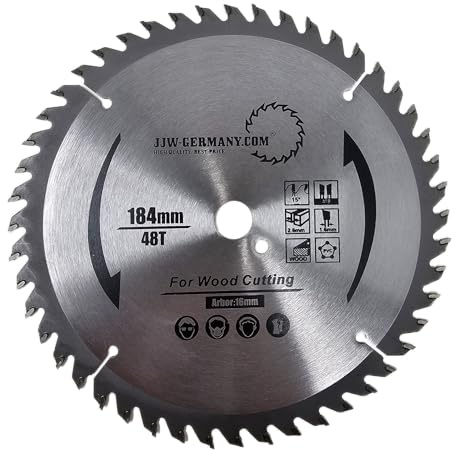 jjw-germany HM Sägeblatt 184 x 2,6 x 16 Z= 48 Wechselzahn, Industriequalität nach DIN EN 847-1