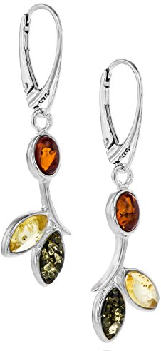 Copal Damen Ohrringe Aus Echten Bernstein Mit Sterlingsilber 925 Florales Design