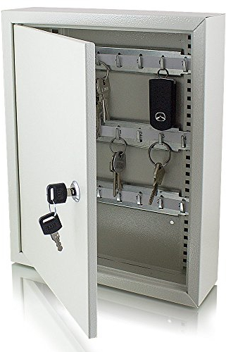 Safe Tresor Schlüsselsafe Schlüsselkasten Schlüsseltresor Schlüsselschrank mit 42 Schlüsselhaken Weiß