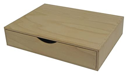 Einzelne Holzschublade – Schreibtischaufbewahrung A4 Basteln Decoupage Unlackiert Breit