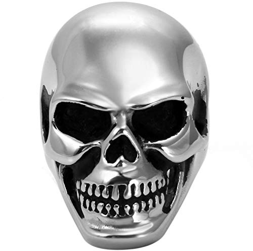 OIDEA Anillo de calavera para hombre de acero inoxidable, compromiso, hip hop, punk rock, plateado, talla a elegir, 24, Acero inoxidable