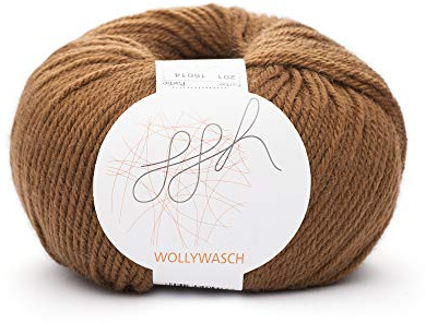 ggh Wollywasch - 100% Schurwolle (Superwash) - Wolle zum Stricken oder Häkeln - Lauflänge 125m auf 50g - Farbe 201 - Lederbraun
