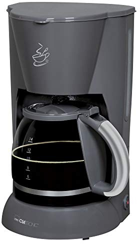 Clatronic Machine à café filtre KA 3473, pour 12 à 14 tasses de café (environ 1,5 litre), protection contre les gouttes, plaque chauffante, arrêt automatique, indicateur de niveau d'eau, gris