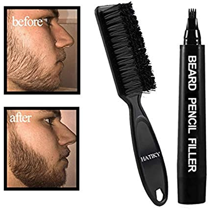 HATIKY Beard Pencil Filler for Men- Water Proof& Sweat Proof, Long Lasting -Beard Pen with a Micro-Fork Tip Applicator Creates Natural Looking Beard, Moustache & Eyebrows