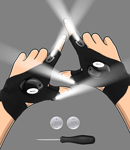 Guantes Linterna LED, Regalos para Hombres Papá Esposo Novio, Manos Libres Gadgets Herramientas para la Pesca Nocturna, Correr, Acampar, reparación de automóviles, Día del Padre Regalos para papá